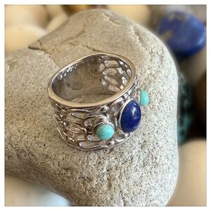 Sterling Silver Turquoise and Lapis RIng
